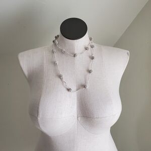 Vintage White Beaded Ball Wrap Necklace
